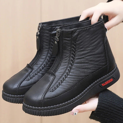 Damen Stiefeletten Modisch Rutschfest Doppelter Reißverschluss