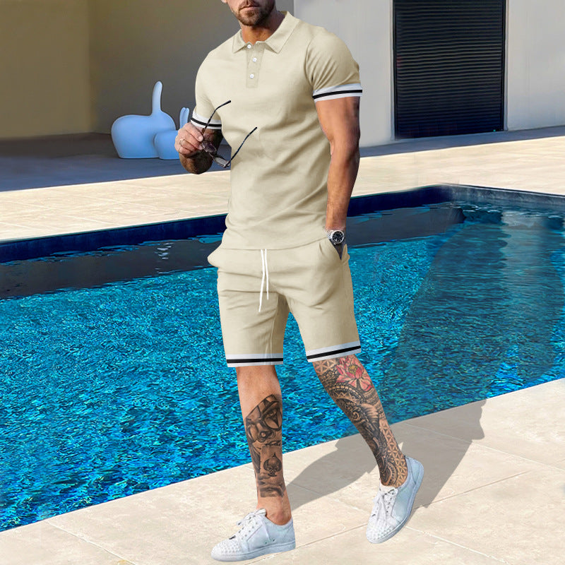 Herren Sportset Poloshirt Shorts Modern Sommer