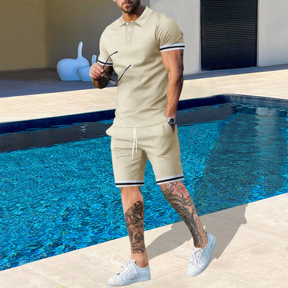 Herren Sportset Poloshirt Shorts Modern Sommer