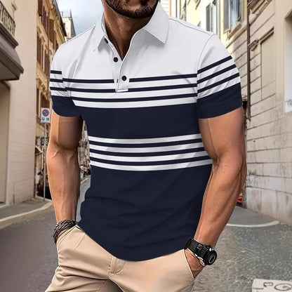 Herren Poloshirt Streifen Hochwertig Modern
