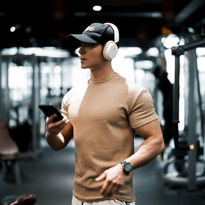 Herren Fitnessshirt Strukturiert atmungsaktiv Sport