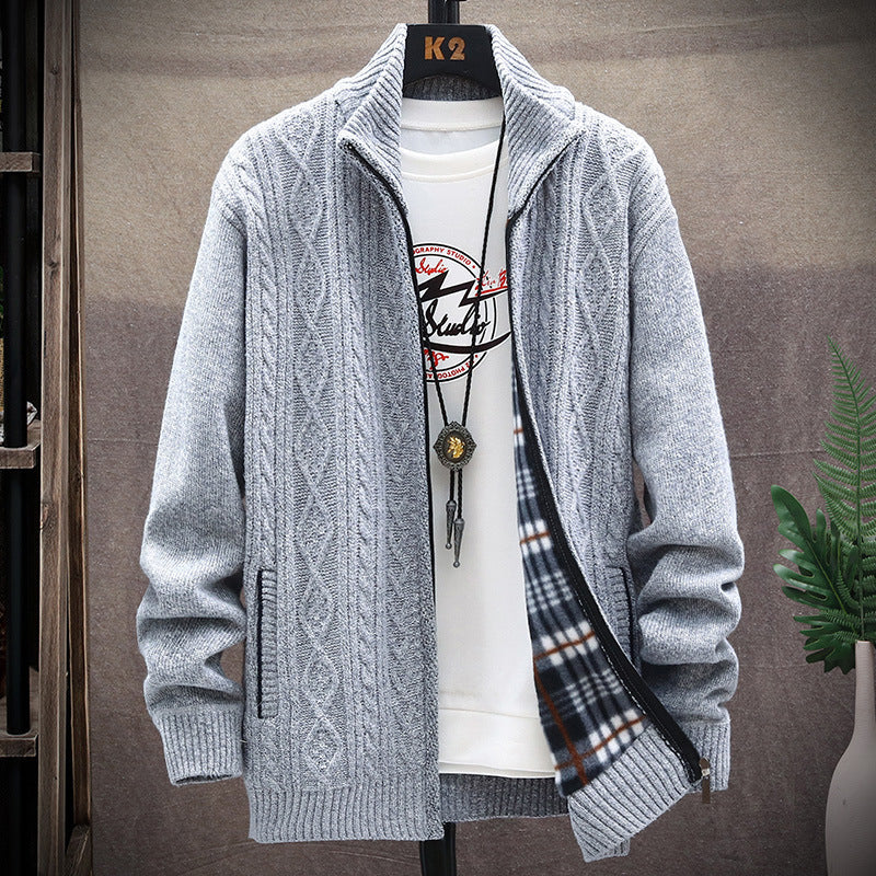 Herren Strickjacke Hochkragen Struktur Optik Modern - BerlinGlamour