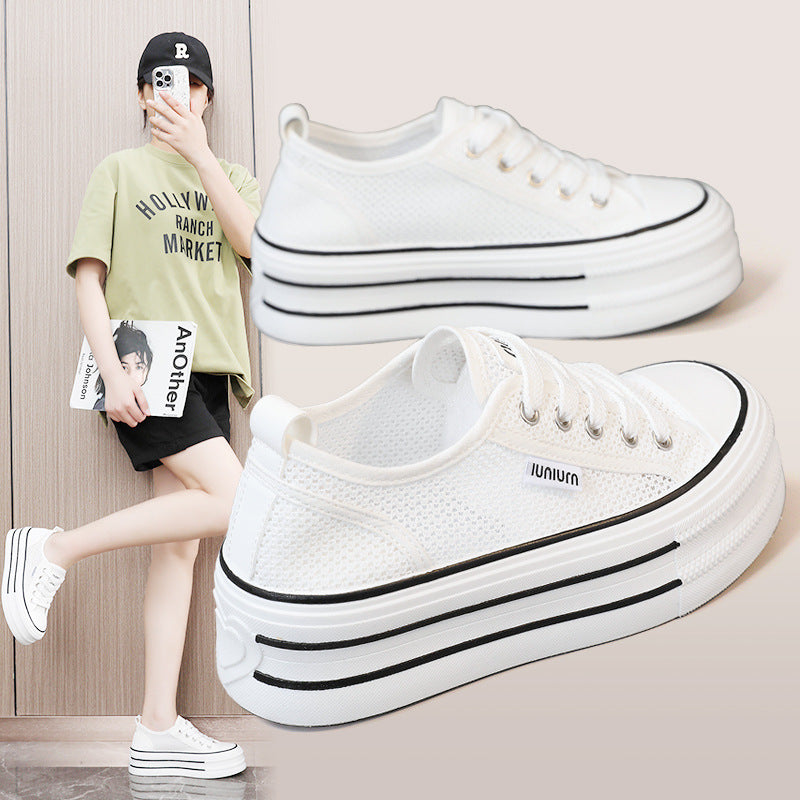 Damen Sneaker Plattform atmungsaktiv Mesh Modern