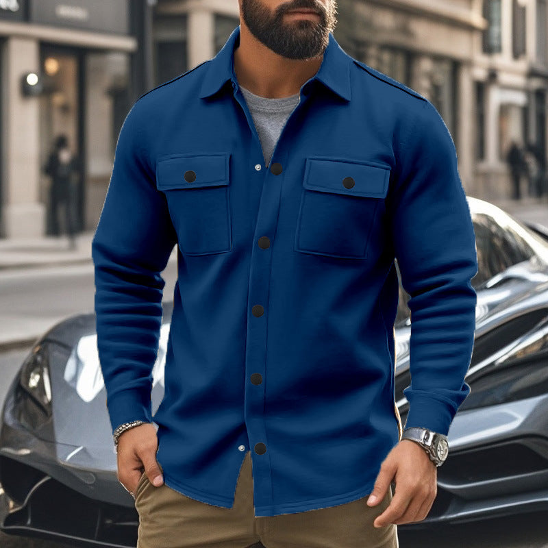 Herren Hemdjacke Modern mit Taschen Übergröße