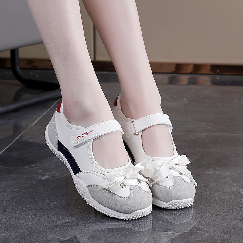 Damen Ballerinas Bequem Sportlich Klettverschluss