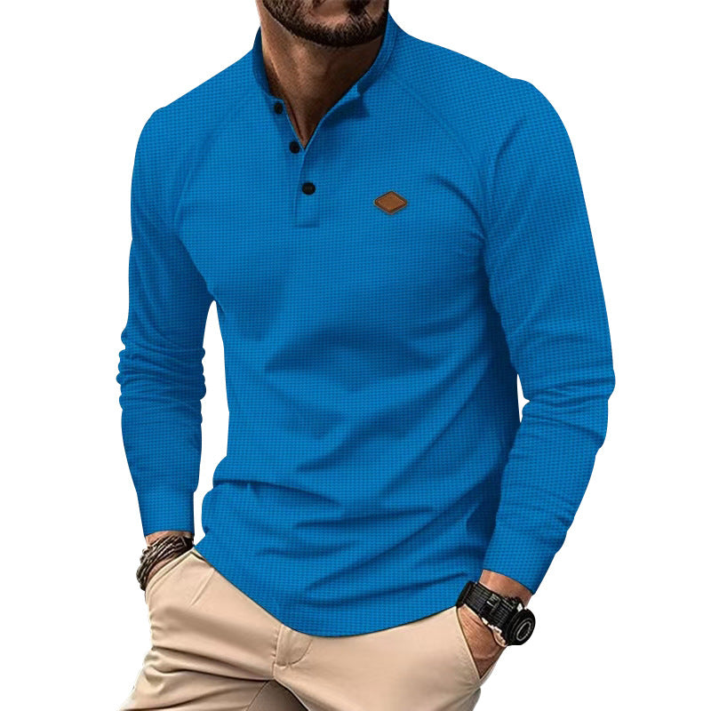 Herren Henley-Shirt Langarm Modern Strukturiert