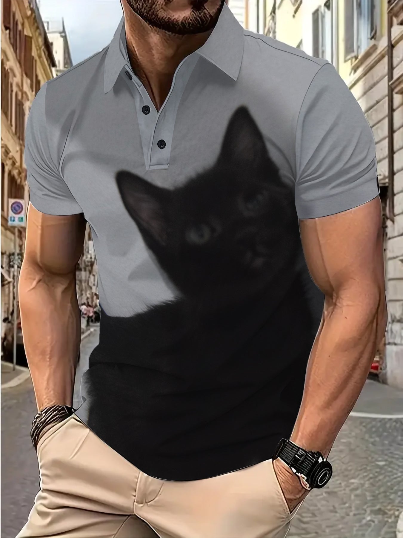 Herren Poloshirt Katzendesign Berlin Trendy Modern