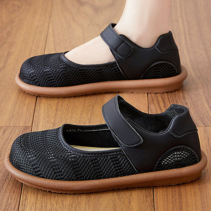 Damen Ballerinas Bequem Elastisch Klettverschluss