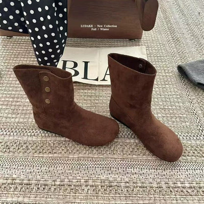 Damen Stiefel Elegante Knöpfchendekoration Mode Schuhe