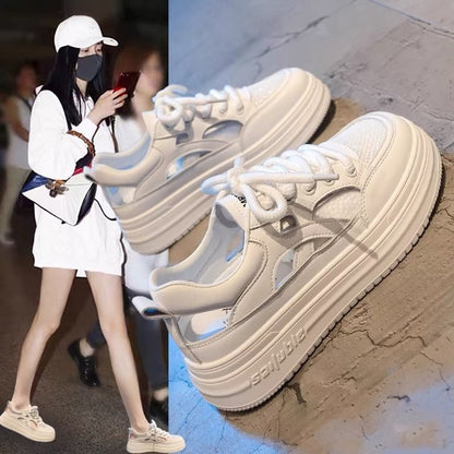 Damen Plattform Sneaker atmungsaktiv Trendig Hoch