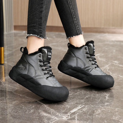 Damen Winterstiefel Warm Rutschfest Kunstfell Schwarz