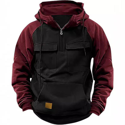 Herren Hoodie Sportlich Kapuze Taschen Baumwolle