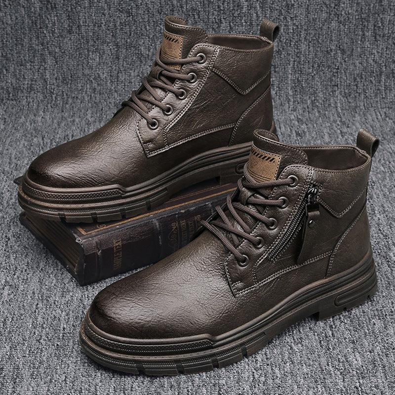 Damen Lederstiefel Robust Reißverschluss Komfort Sohle - BerlinGlamour