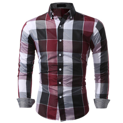 Herren Hemd Kariert Slim Fit Langarm Modern