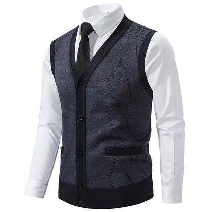 Herren Strickweste Modern mit Muster und Taschen