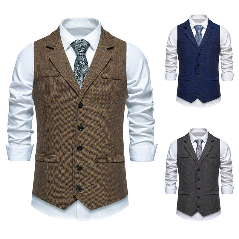 Herren Anzugweste Elegante Fischgrat Muster Slim Fit - BerlinGlamour