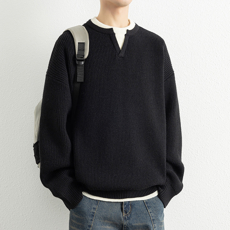 Strickpullover Herren V-Ausschnitt Modern Strukturiert