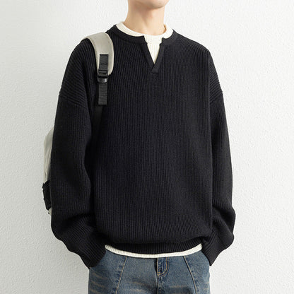 Strickpullover Herren V-Ausschnitt Modern Strukturiert