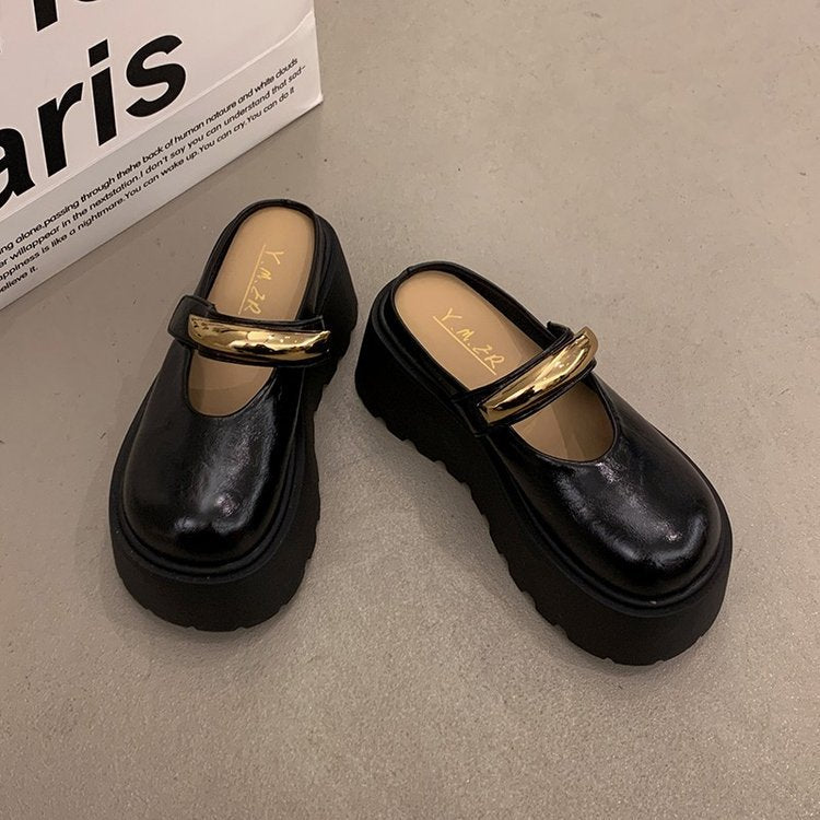 Damen Clogs Plateau Schuhe Glänzend Rutschfest