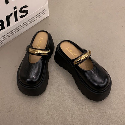 Damen Clogs Plateau Schuhe Glänzend Rutschfest