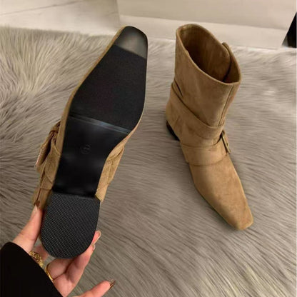 Damen Stiefeletten Modern mit Schnallen Schwarz Damen Schuhe