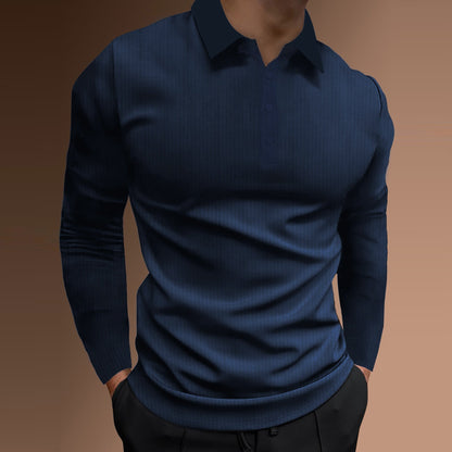 Herren Polo-Shirt Langarm Strukturiert Modern