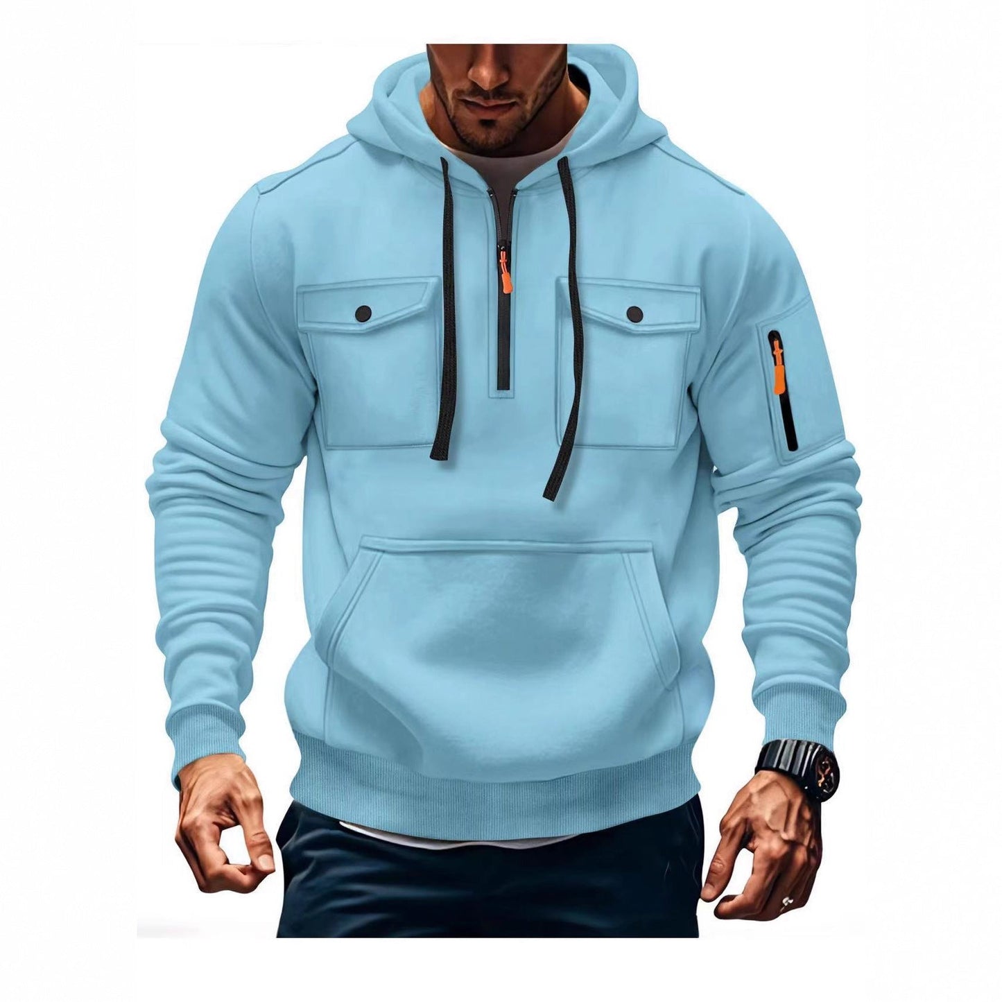 Herren Hoodie Funktionsjacke Mit Taschen Sportlich Modern