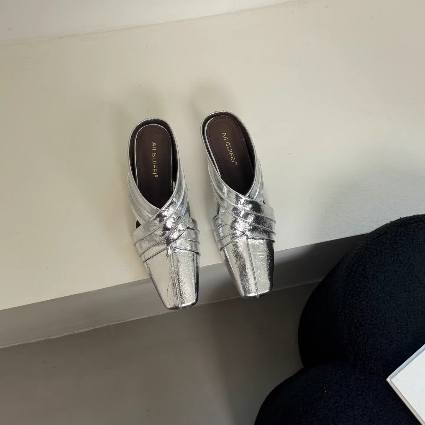 Damen Sandalen Elegante Slide Schuhe Mit Faltendesign