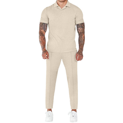 Herren Hemd-Hose-Set Kurzarm Elegant Modern mit Struktur Optik