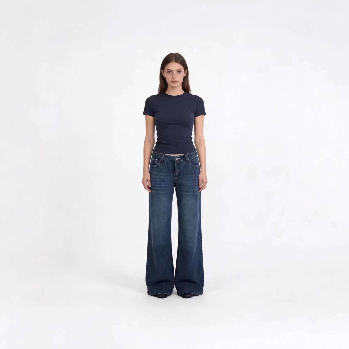 Hohe Damenjeans Stretch Weite Bequem High Waist