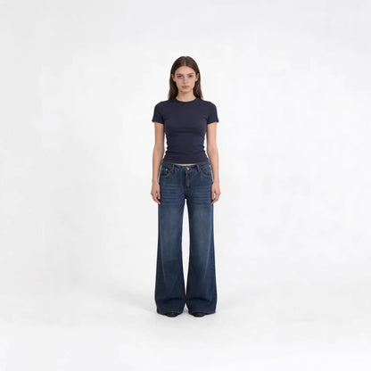 Hohe Damenjeans Stretch Weite Bequem High Waist
