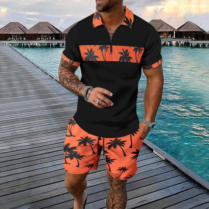 Herren Polohemd Elegant Geschnitzt mit Shorts Sommer
