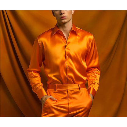 Herren Hemd Modern Satin Glänzend SlimFit - BerlinGlamour