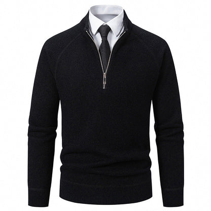 Herren Pullover Hochkragen Reißverschluss Struktur Optik Modern