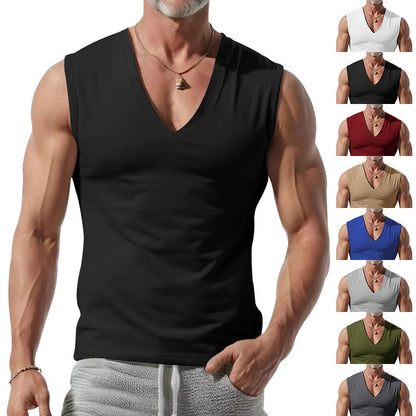 Herren T-Shirt Ärmellos V-Ausschnitt Atmungsaktiv Baumwolle - BerlinGlamour