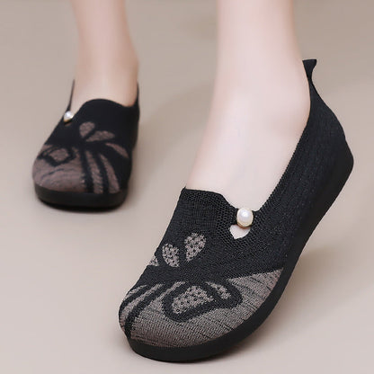 Damen Ballerinas Elegant mit Blumenmuster Komfort