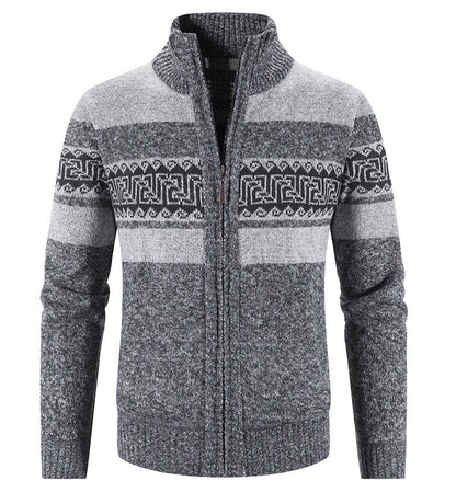 Herren Strickjacke Gemütlich Mit Kapuze Grau