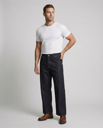 Herren Wide Leg Jeans Heavyweight Denim Hose