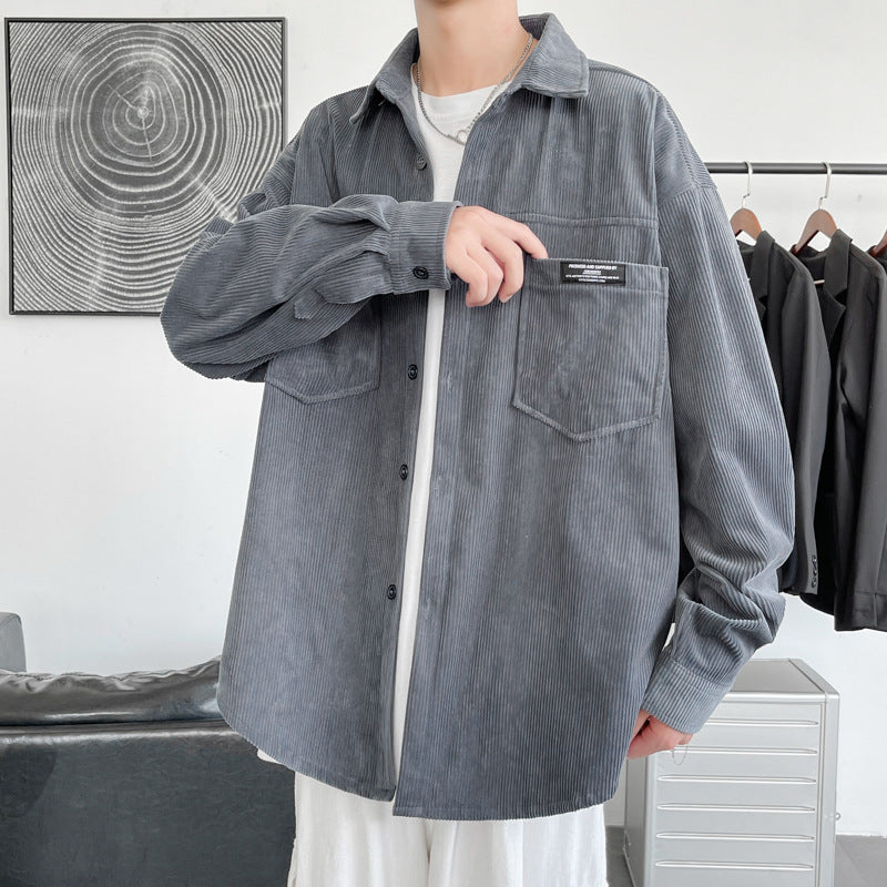 Herren Cordjacke Lässig Mit Taschen Grün Braun