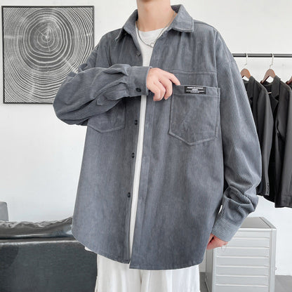 Herren Cordjacke Lässig Mit Taschen Grün Braun