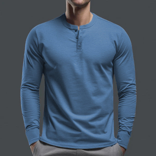 Herren Langarmhemd Baumwolle Bequem Knopfleiste Modern