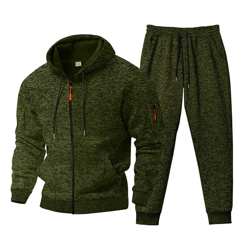 Herren Sportanzug Hoodie Jogger Set Reißverschluss Taschen