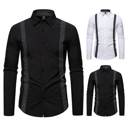 Herren Langarmhemd Modern mit Kontrastpunkten Slimfit