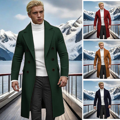 Herren Mantel Eleganter Doppelt-Knopf-Hochkragen-Schwarz - BerlinGlamour