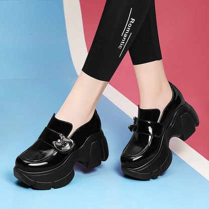 Damen Plateau Schuhe Hoch mit Schnalle Modern