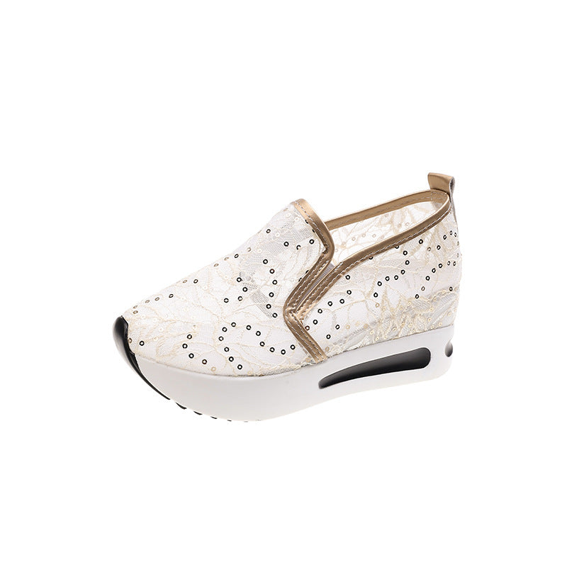 Damen Sneaker Bequem Wedge Lattice Design Schuhe