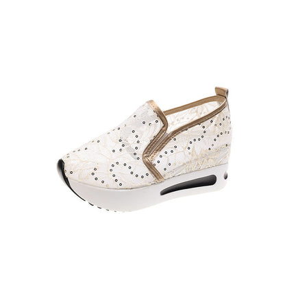 Damen Sneaker Bequem Wedge Lattice Design Schuhe