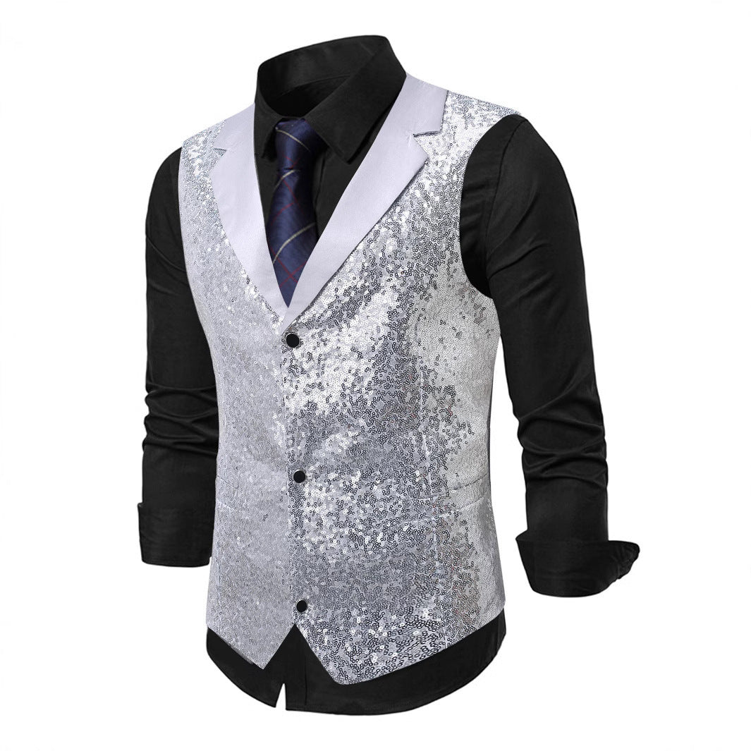 Herren Anzugweste Glitzernd Pailletten Klassisch - BerlinGlamour