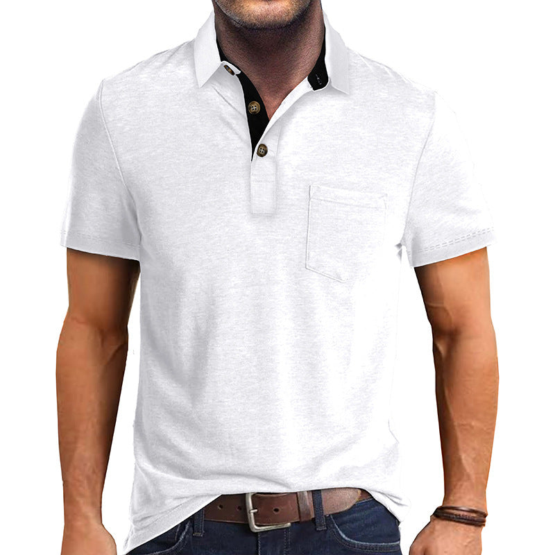 Herren Polo-Shirt Modern Kragen Brusttasche Slim Fit