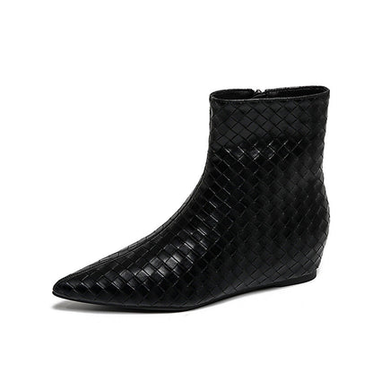 Damen Stiefel Ankle Boots Keilsohle Geflochten Elegant